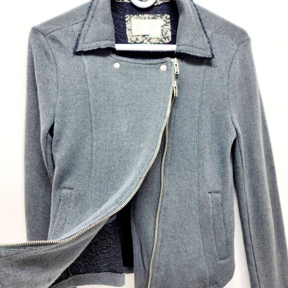 Anthropologie SATURDAY SUNDAY WOMEN'S FLEECE KNIT MOTORCYCLE JACKET green Size X - Picture 10 of 13